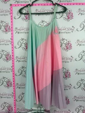 Vanity Fair EATON dress cotton candy Mint, Pink & Lavender Colorblock Slip Dress